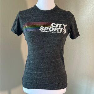 City Sports Gray T-Shirt with Rainbow Stripes